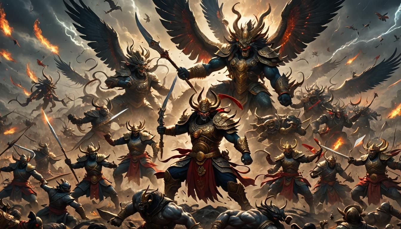 Vanara and Rakshasa Armies in Divine Formations