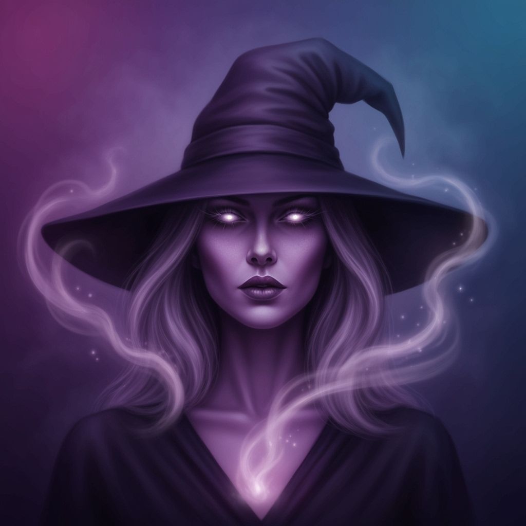 Surreal Witch Portrait in Dreamlike Airbrush Style