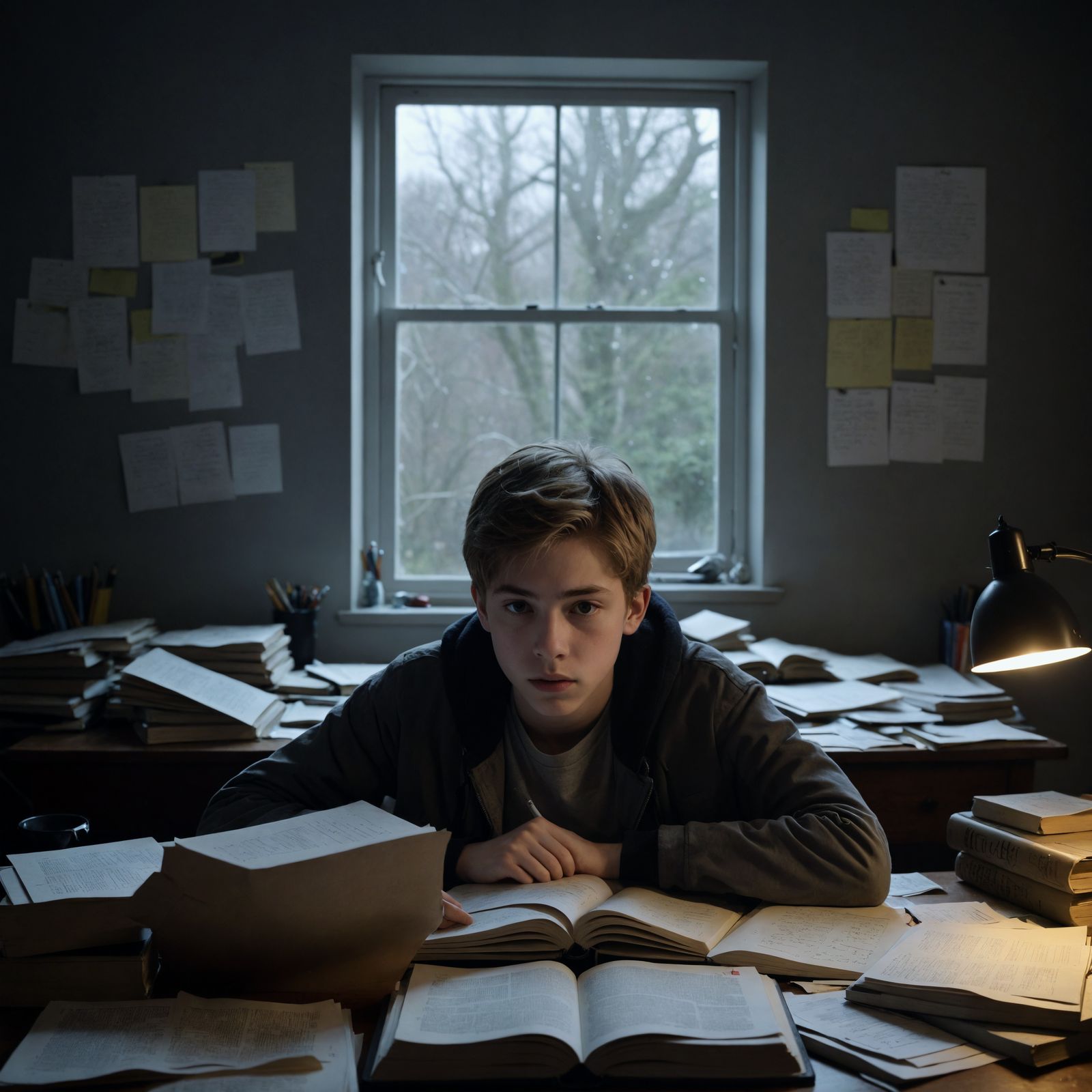 Melancholy Teenager in Dimly Lit Room