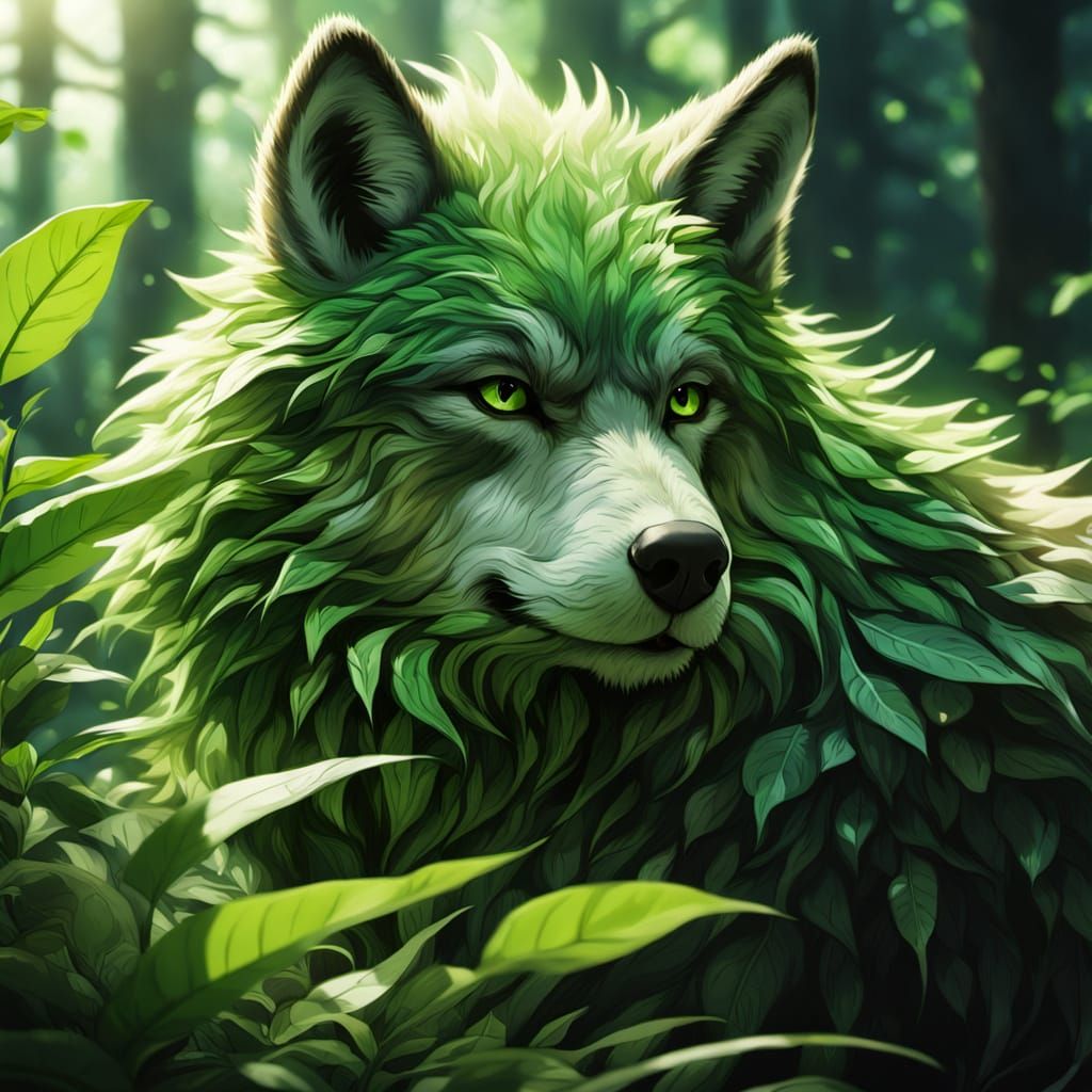 Plant Wolf in Magical Realism Style