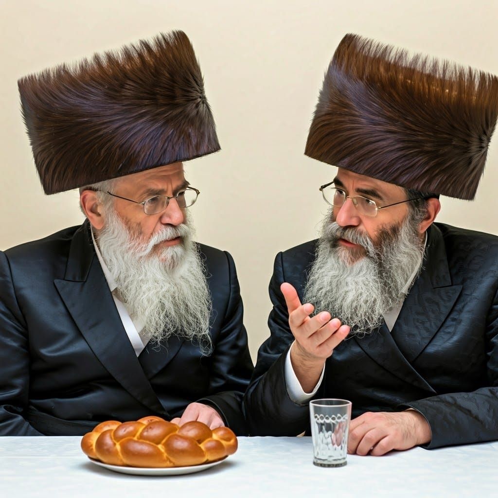 Two Hasidic Men in Contemplative Conversation