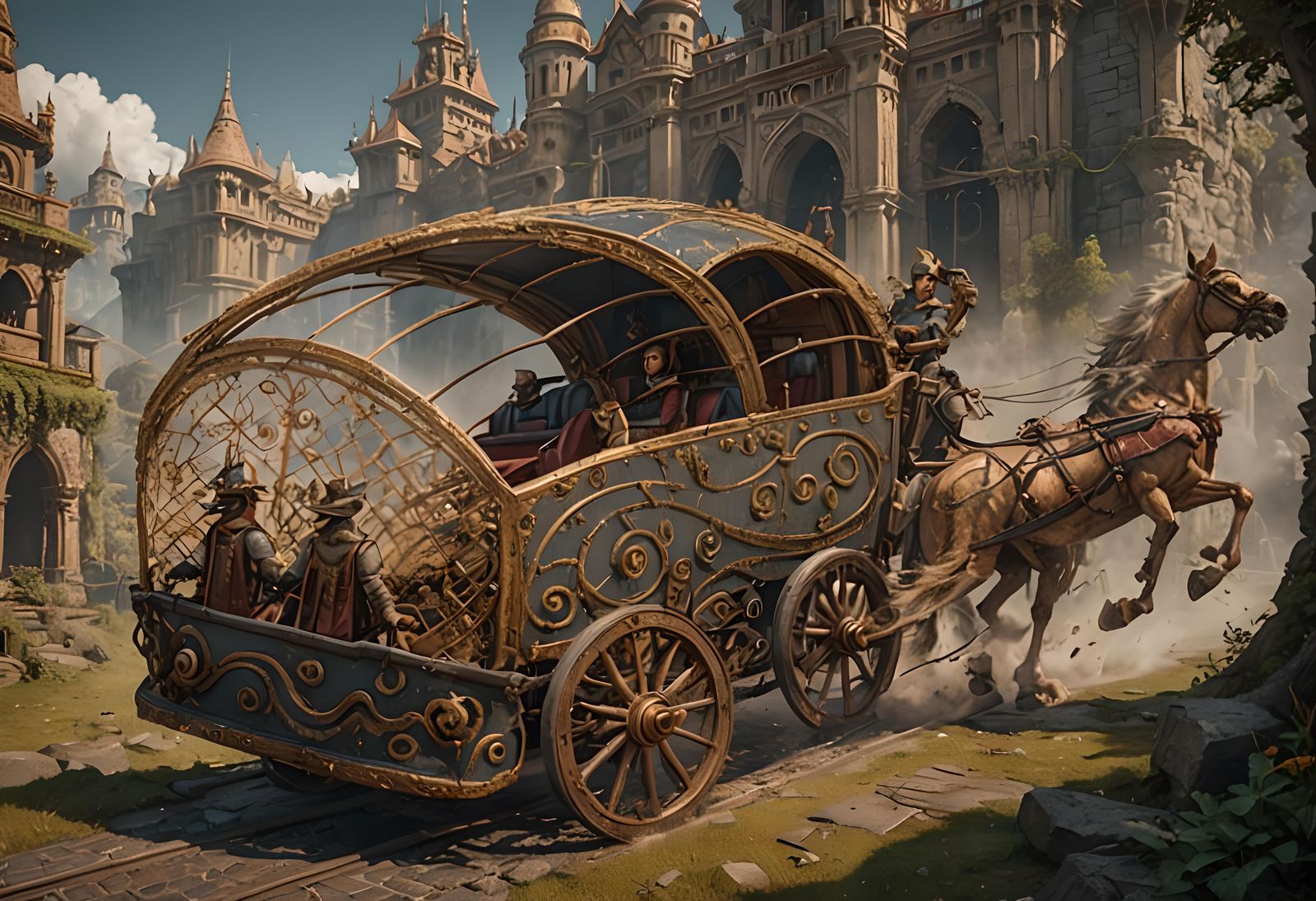 Detailed Old-Time Chariot in Deep Color