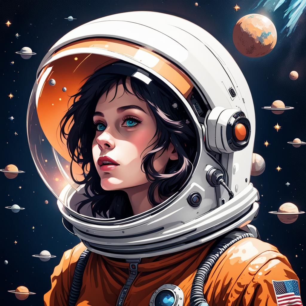 Space Girl in Futuristic Digital Art