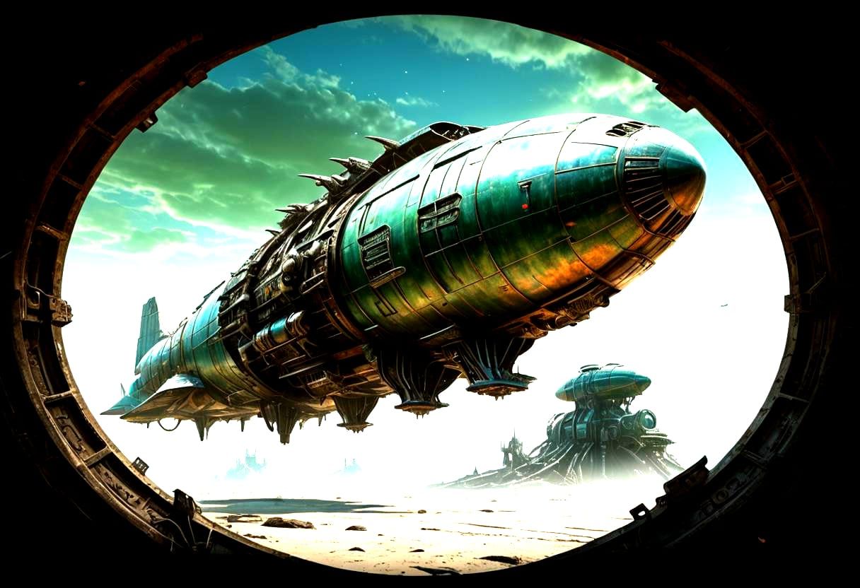 Space Airship Manticore Arrival in H.R. Giger Style