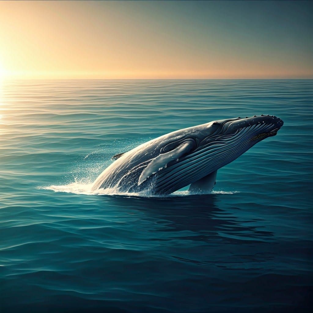Majestic Whale Rises from Turquoise Depths