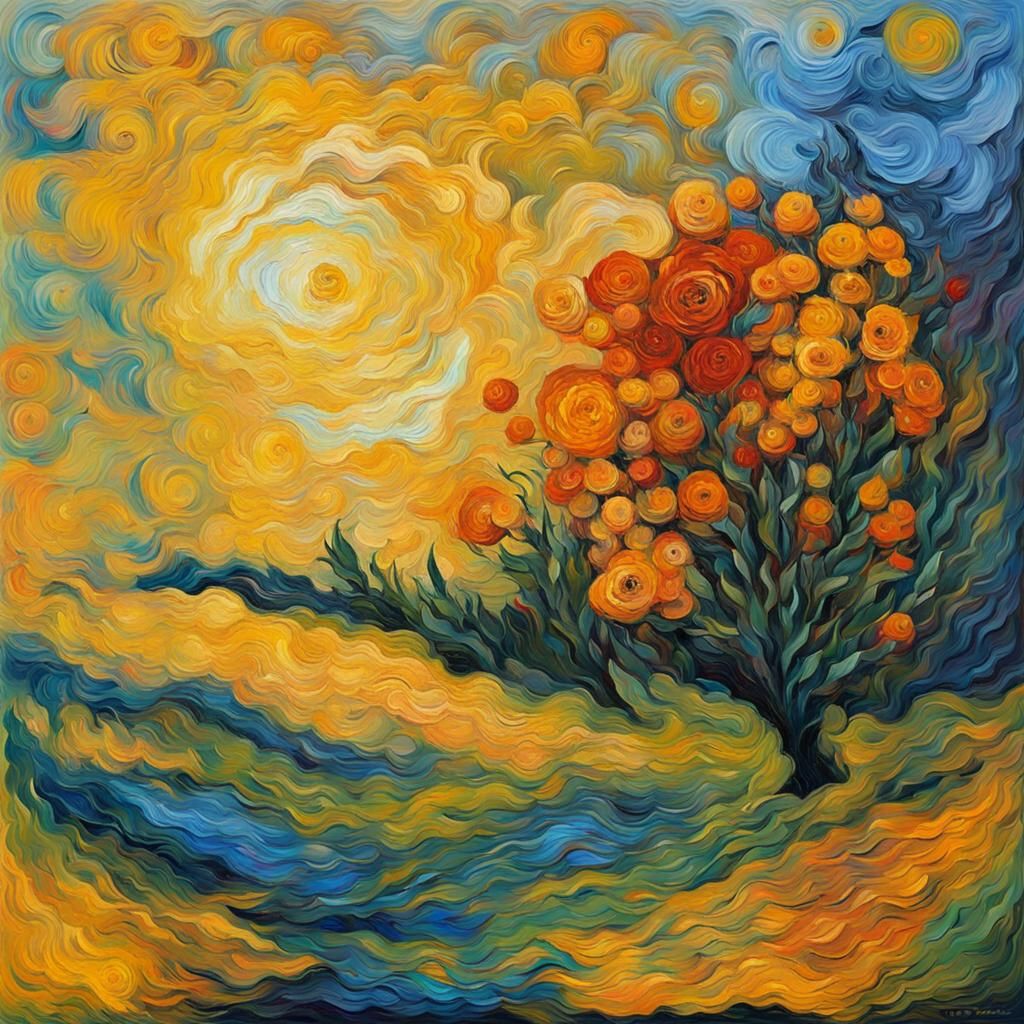 Abstract Oil Painting in Van Gogh Style
