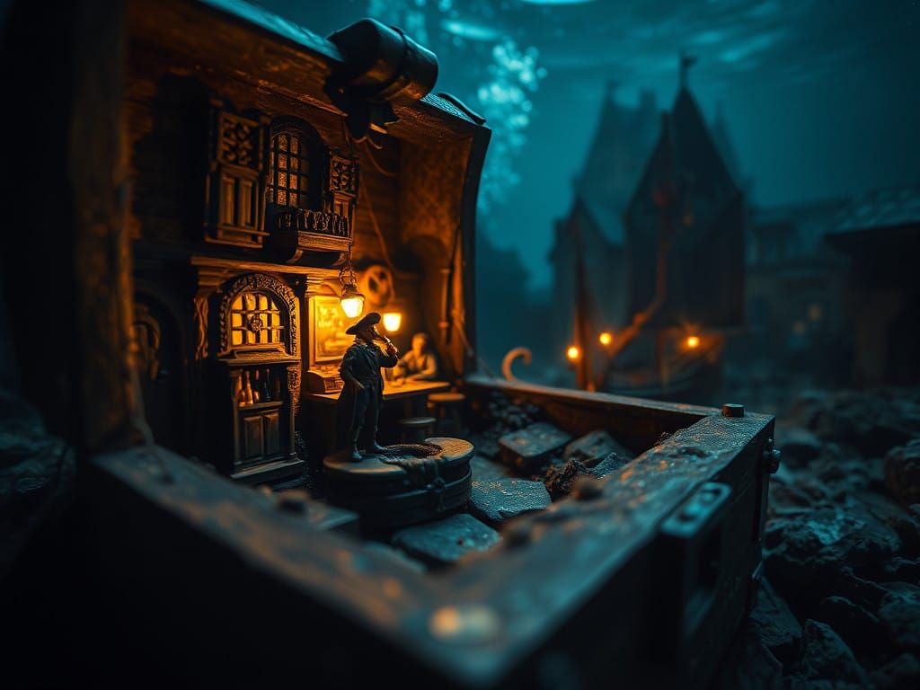 Stunning Underwater Scene of Pirate's Treasure Chest in a Ha...