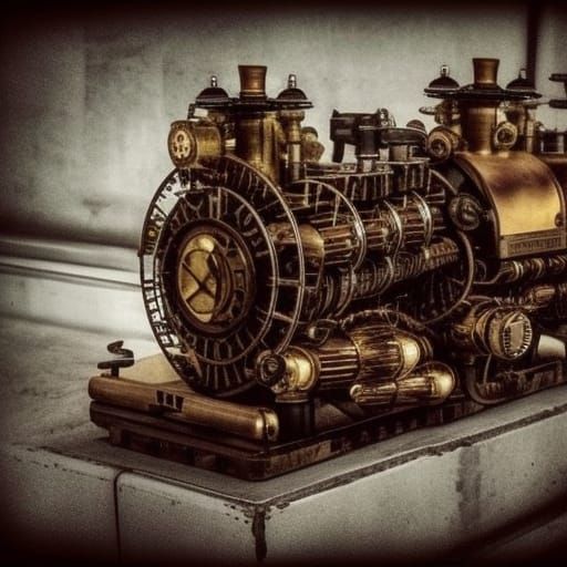 Detailed Steampunk Engine: Photographic Precision