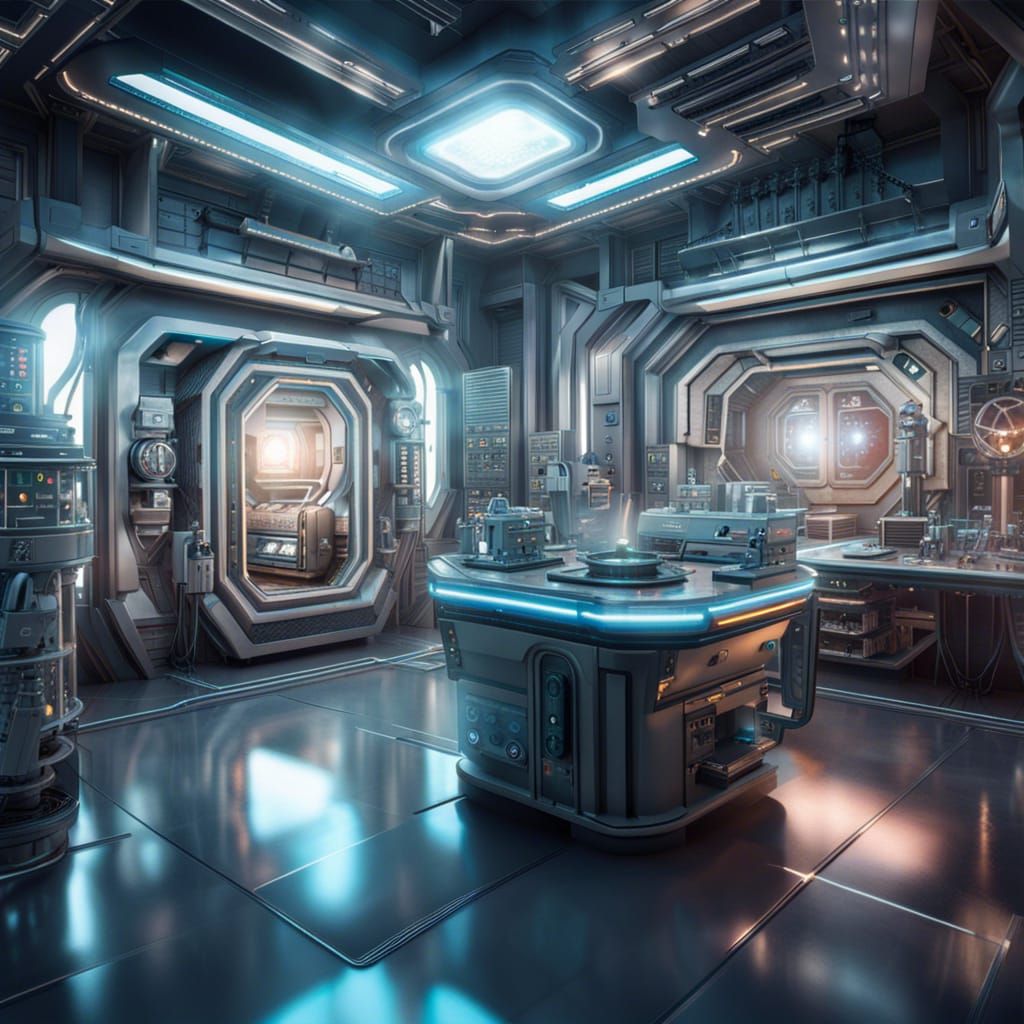 Futuristic Science Fiction Laboratory with Advanced Technolo...