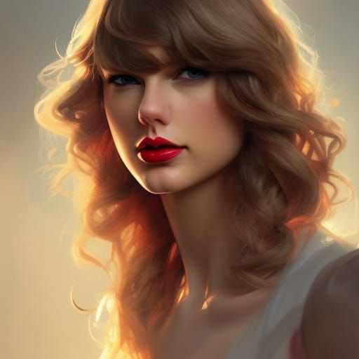 Taylor Swift Portrait in Fiery Art Nouveau Style