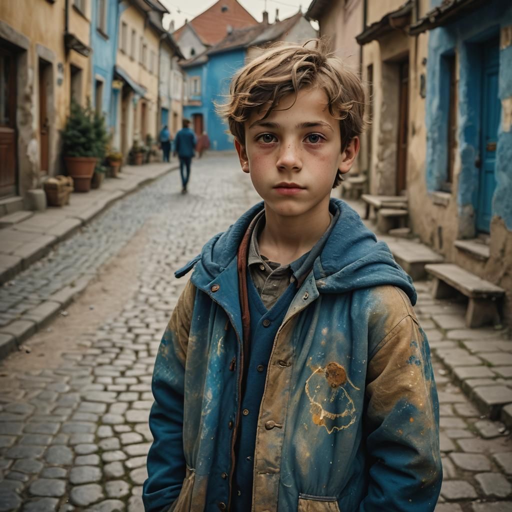Boy with Ethereal Aura in Romanian Town