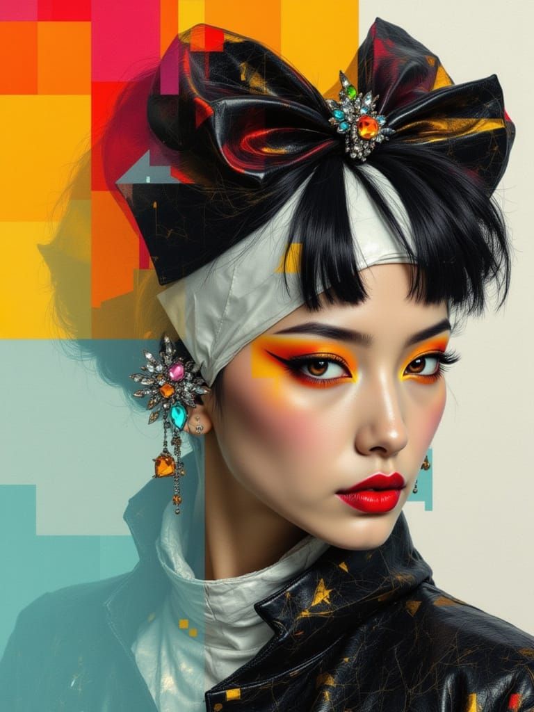 Futuristic Woman Portrait with Jeweled Adornments