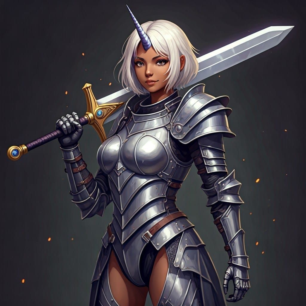 Unicorn Warrior in Anime Style