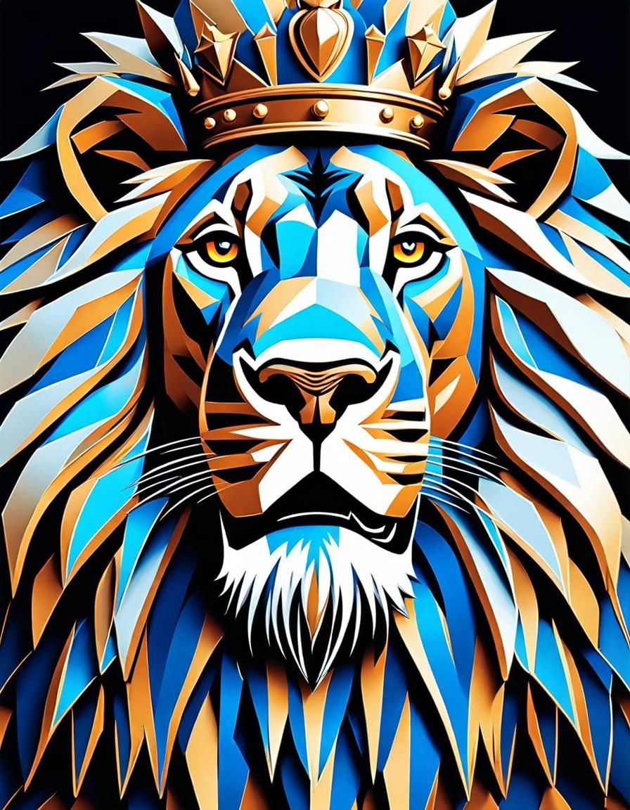 Pixelated Lion King: Symbolic Alpha Strength