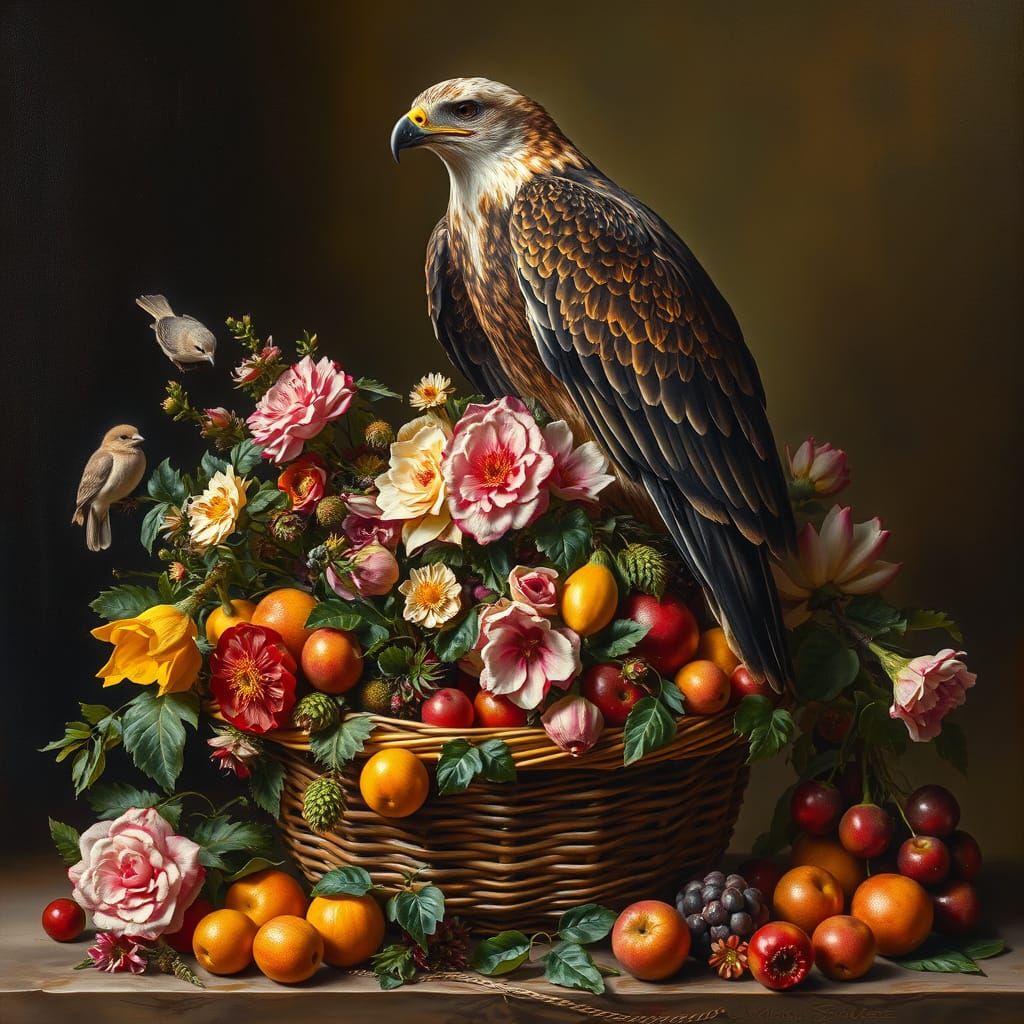 An opulent impasto oil painting in the baroque style of Dutc...