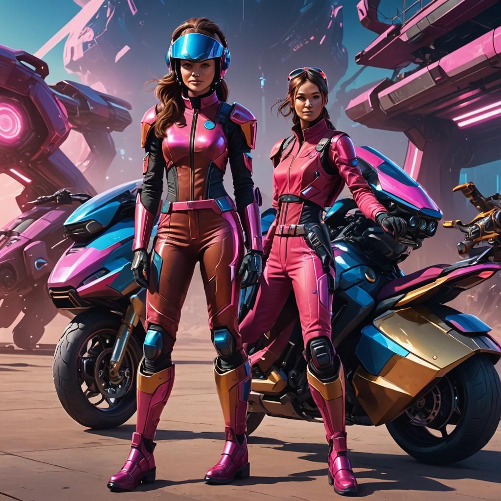 Woman with Helmet in Cutting-Edge Sci-Fi Art