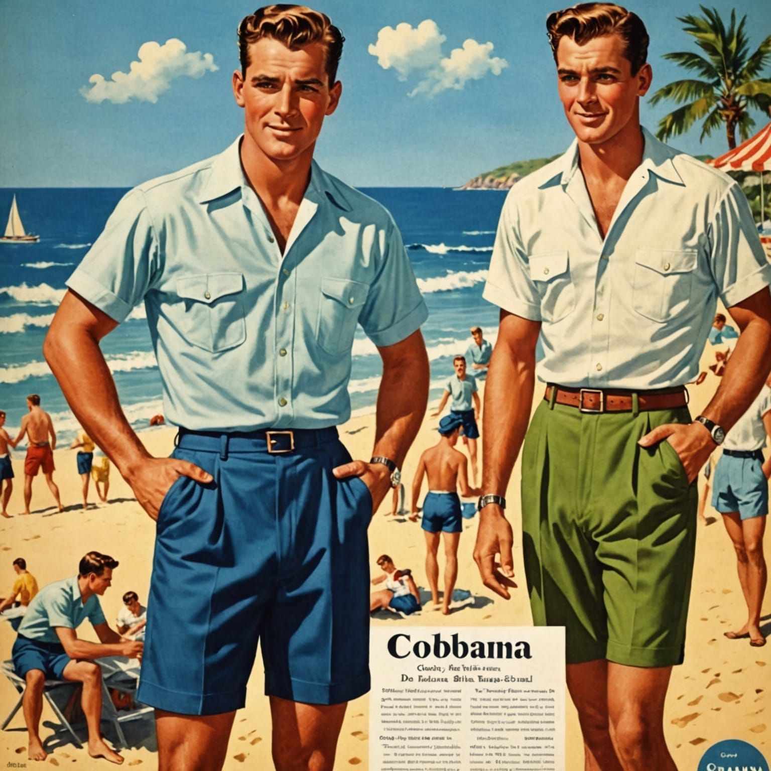 1950s Mens Beach Fashion Poster