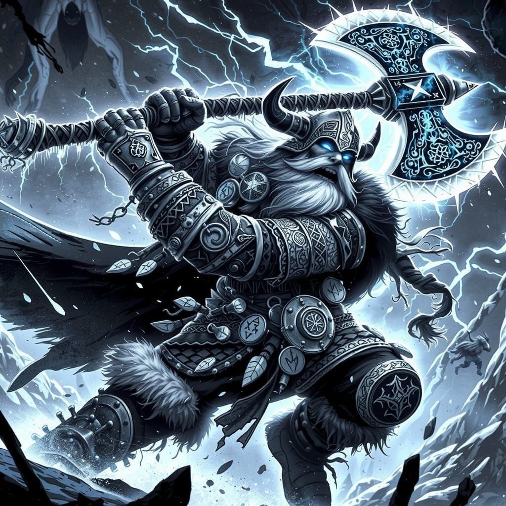 Epic Viking Warrior in Chiaroscuro Fantasy Art