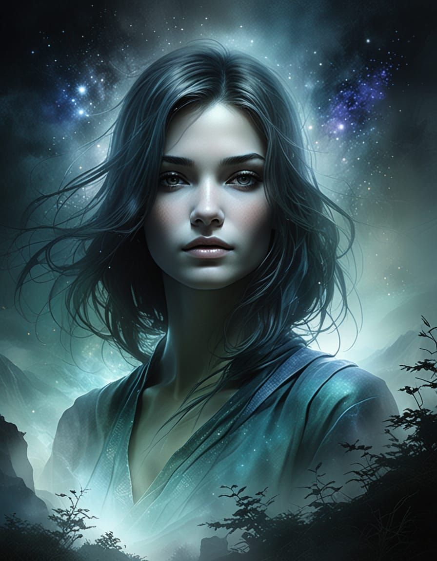 Cosmic Blind Seer in Foggy Poster Art Style