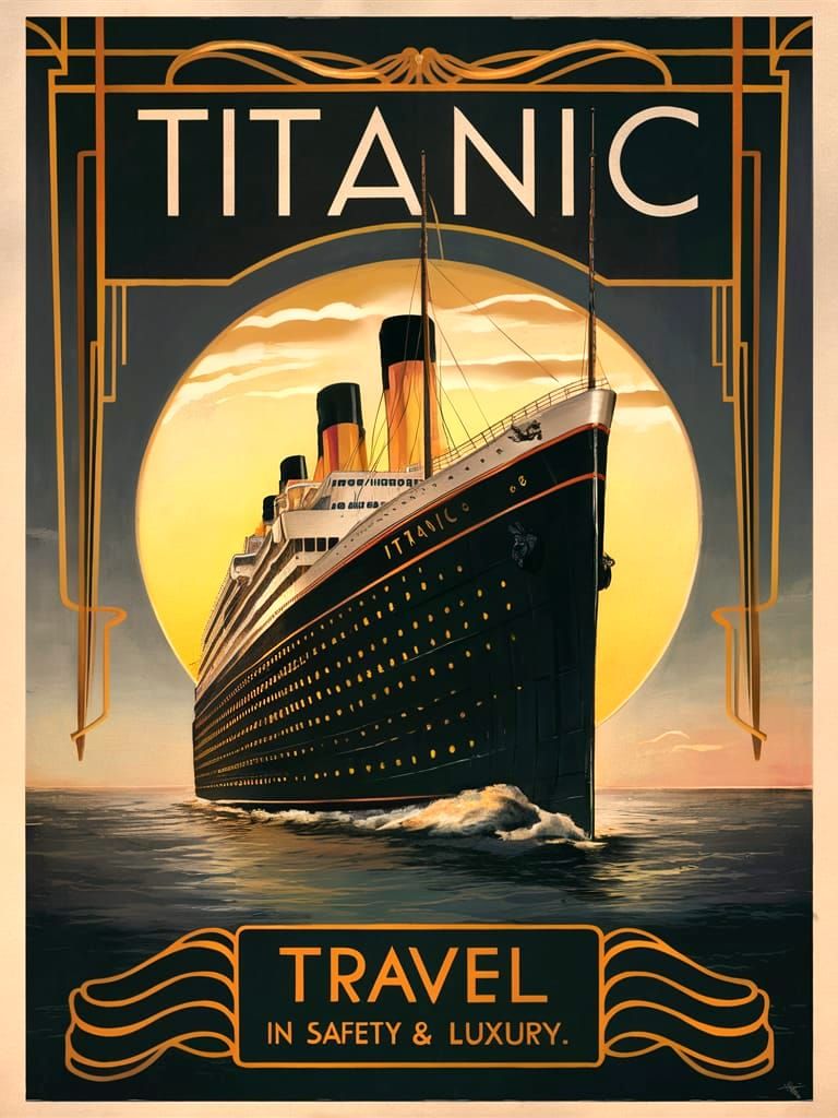 Titanic Travel Poster in Art Deco Style