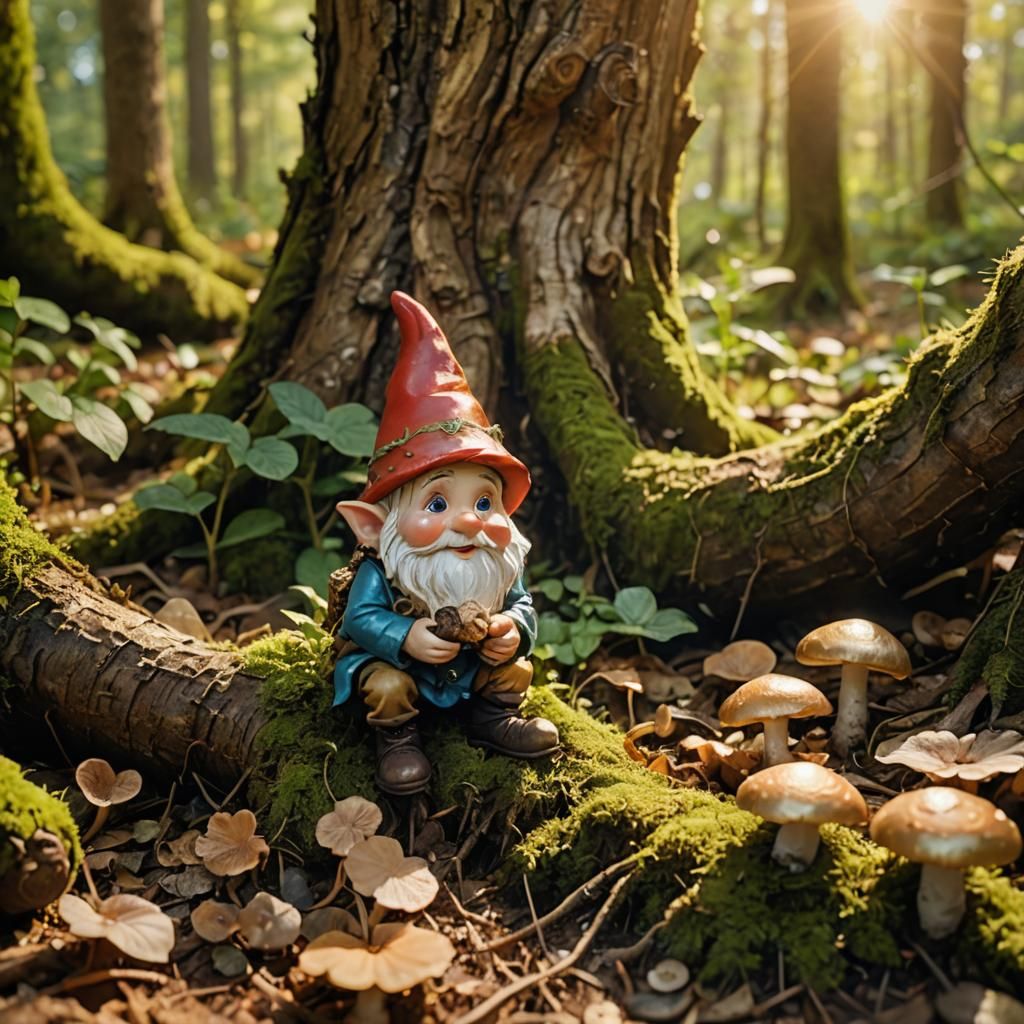 Gnome's Forest Feast: A Cinematic Still