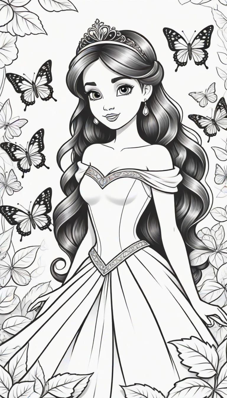 Cartoon princess coloring page