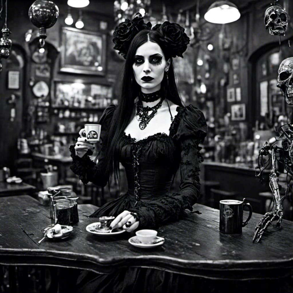 Goth Fashion Model in Black and White