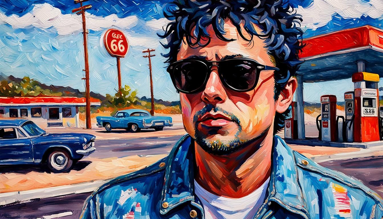 Pop Art Portrait on Route 66 in Watercolor