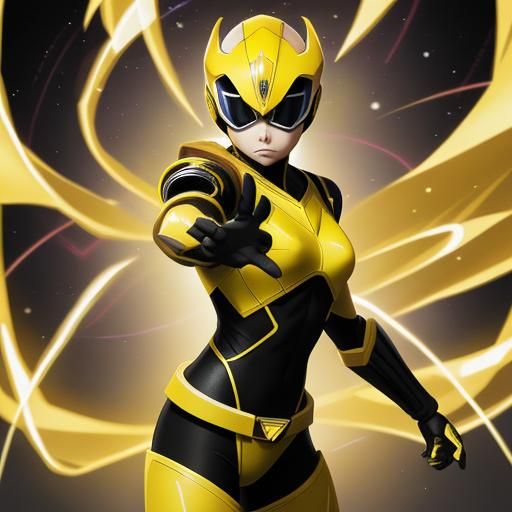 Yellow Power Ranger in Anime Style