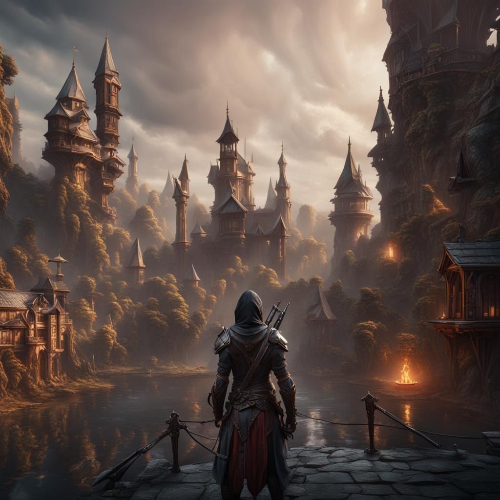 Detailed Assassin Matte Painting in Unreal Engine 5