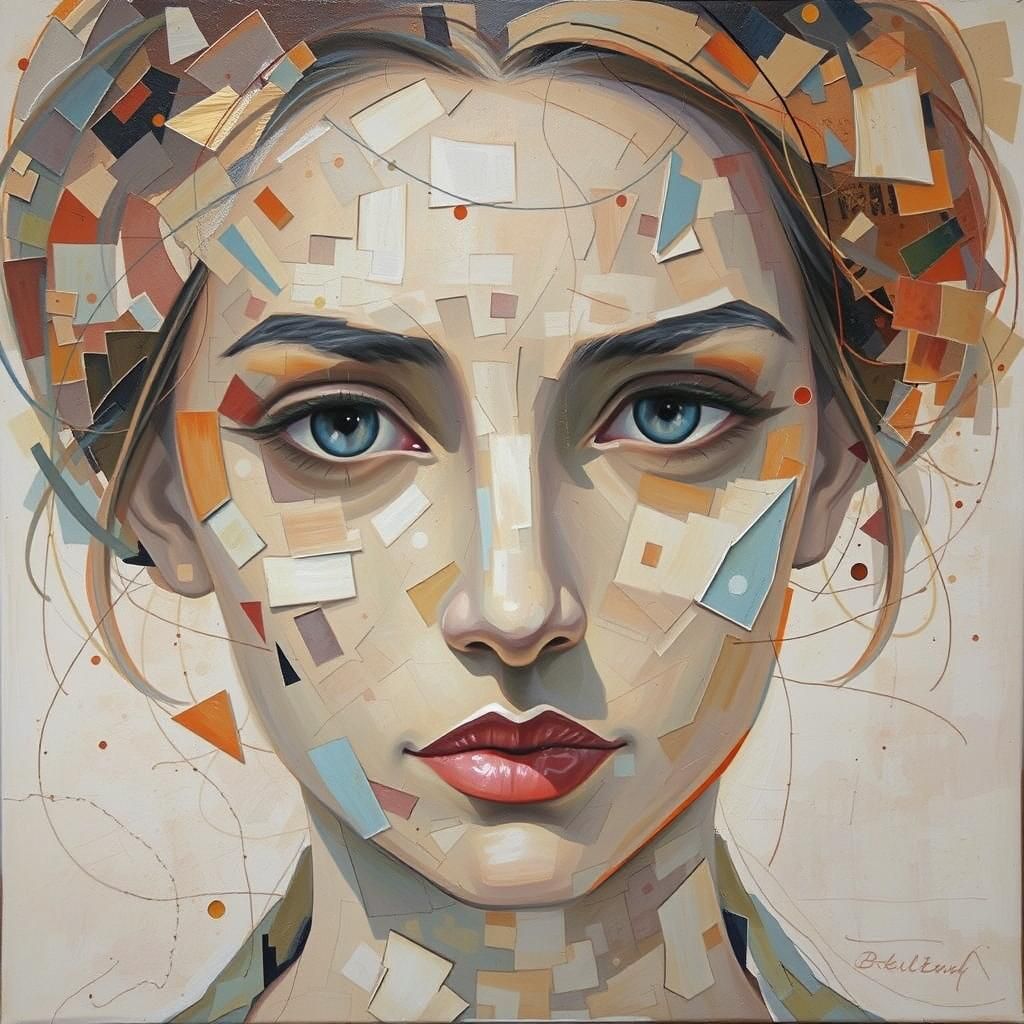 Abstract Aboriginal Faces: Orange Oil Painting