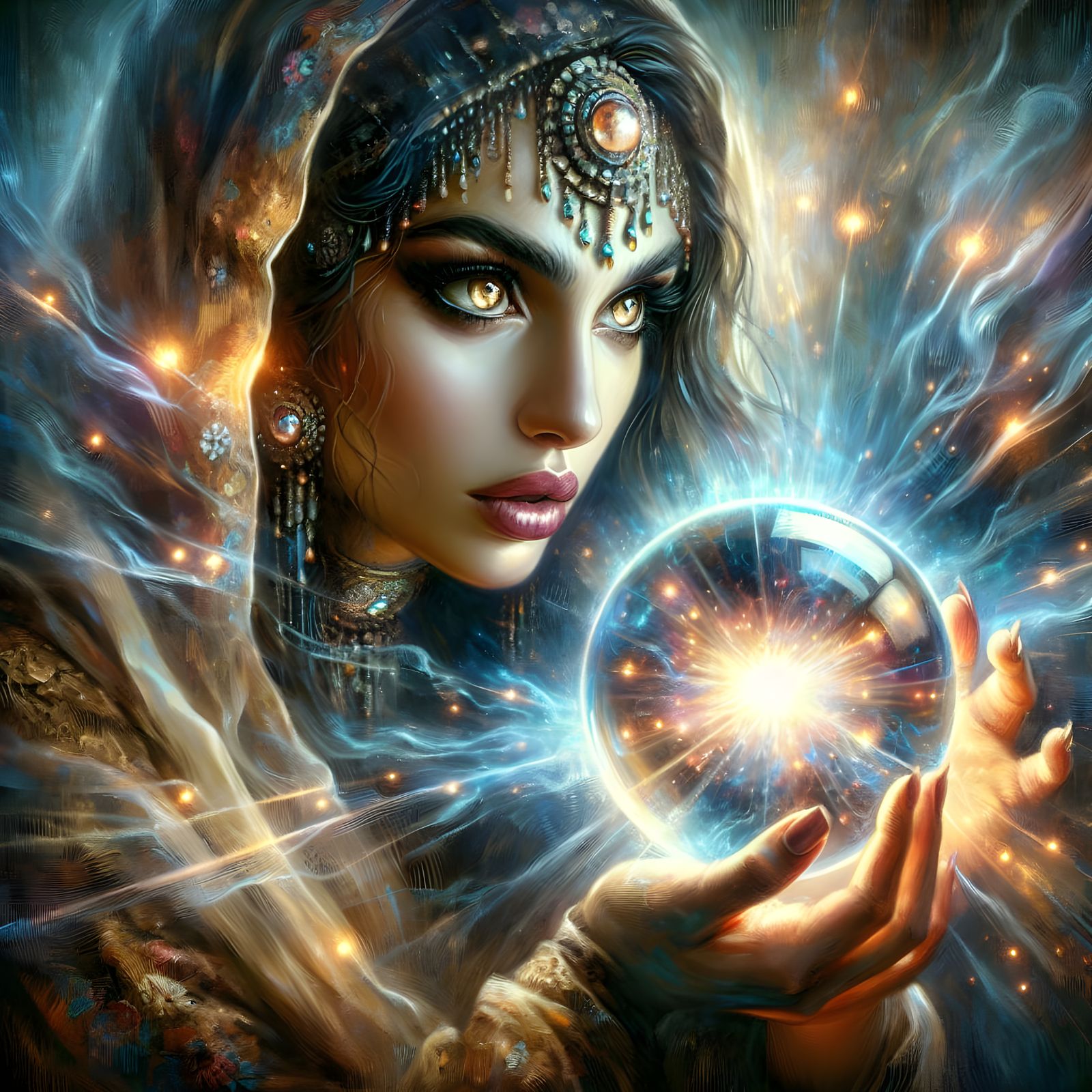 Roma Fortuneteller Portrait in Romanticism Style