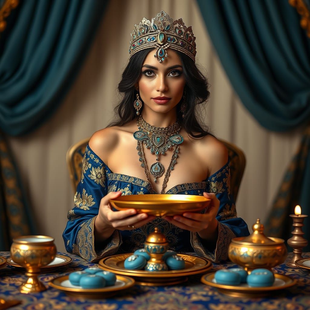 Regal Beauty in Golden Attire