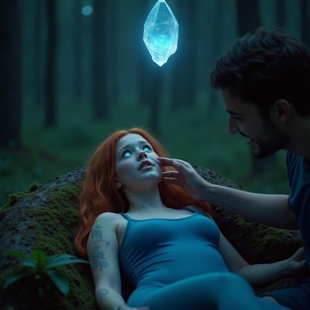 Redhead Teenager in Forest Glade, Cinematic Still