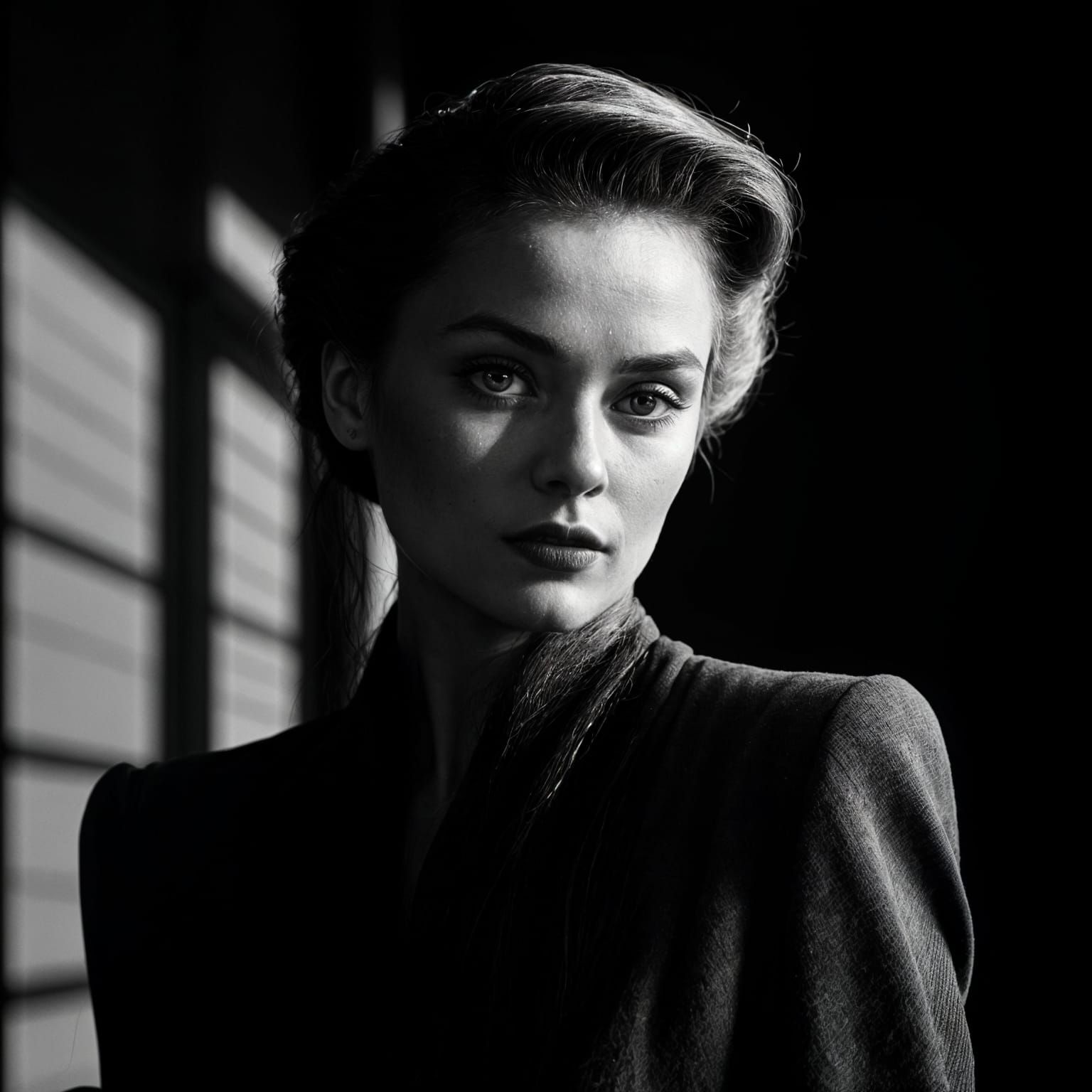 Striking Black and White Portrait of a Woman