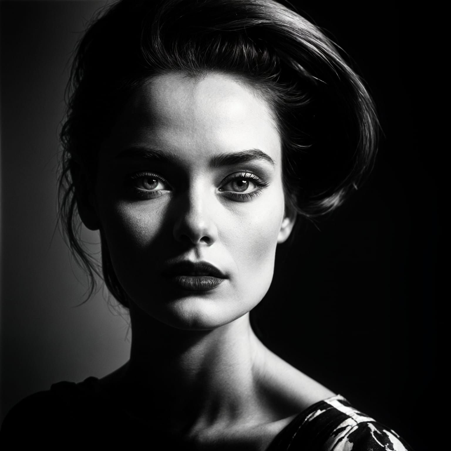 Striking Black and White Portrait of a Woman