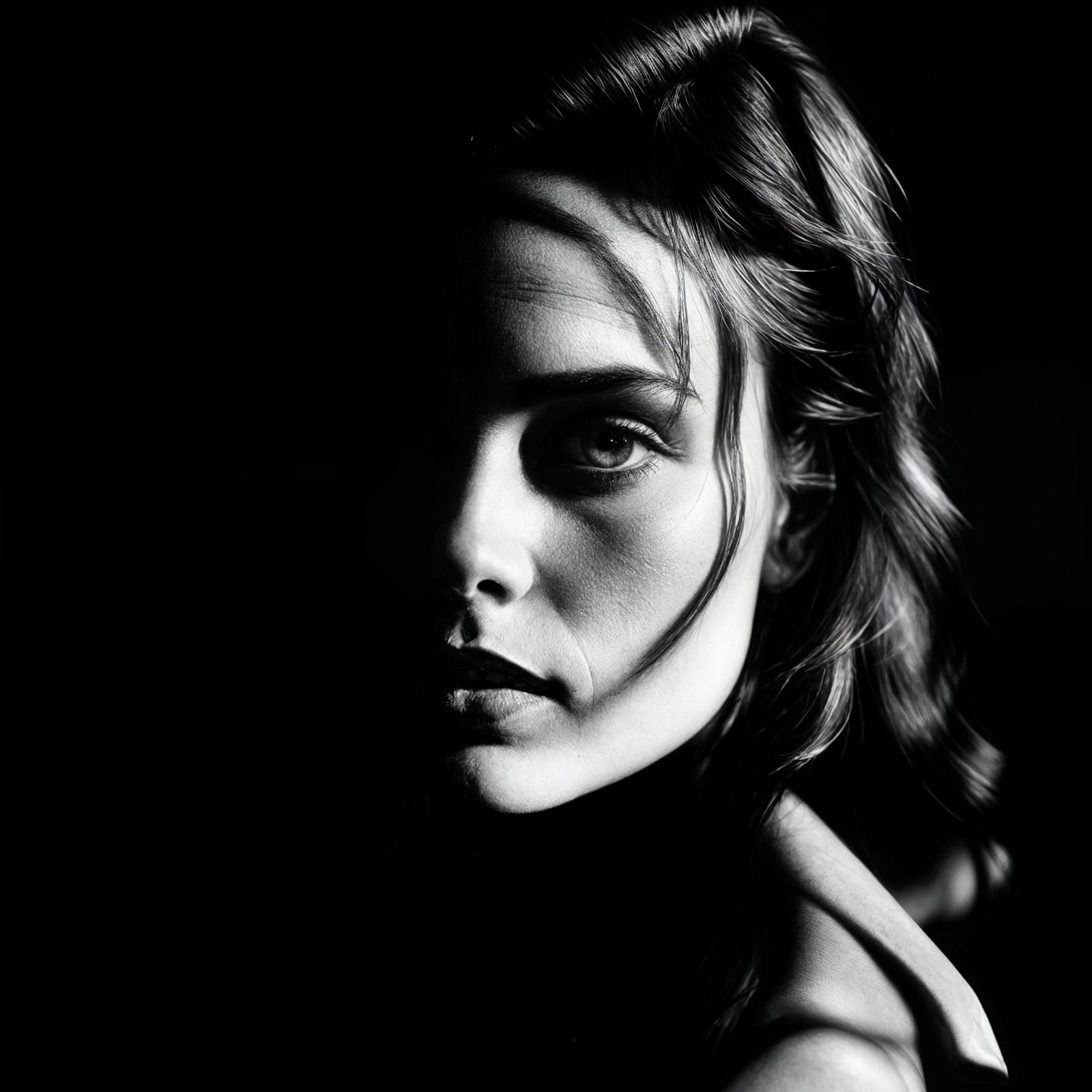 Striking Black and White Portrait of a Woman