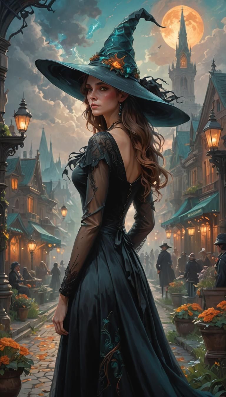 Women in Witch Hats, Dynamic Lighting, Artstation Style