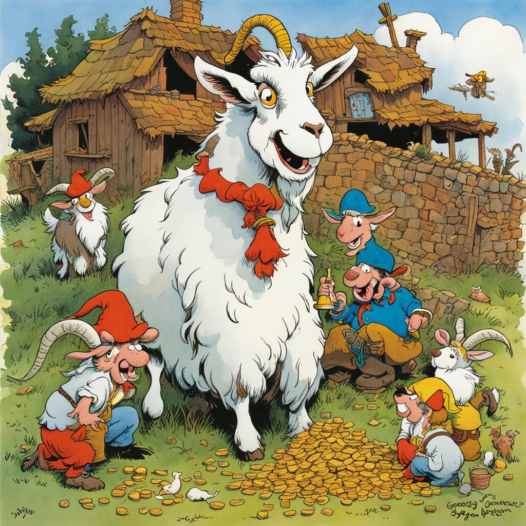 Greedy Goat Cartoon Illustration