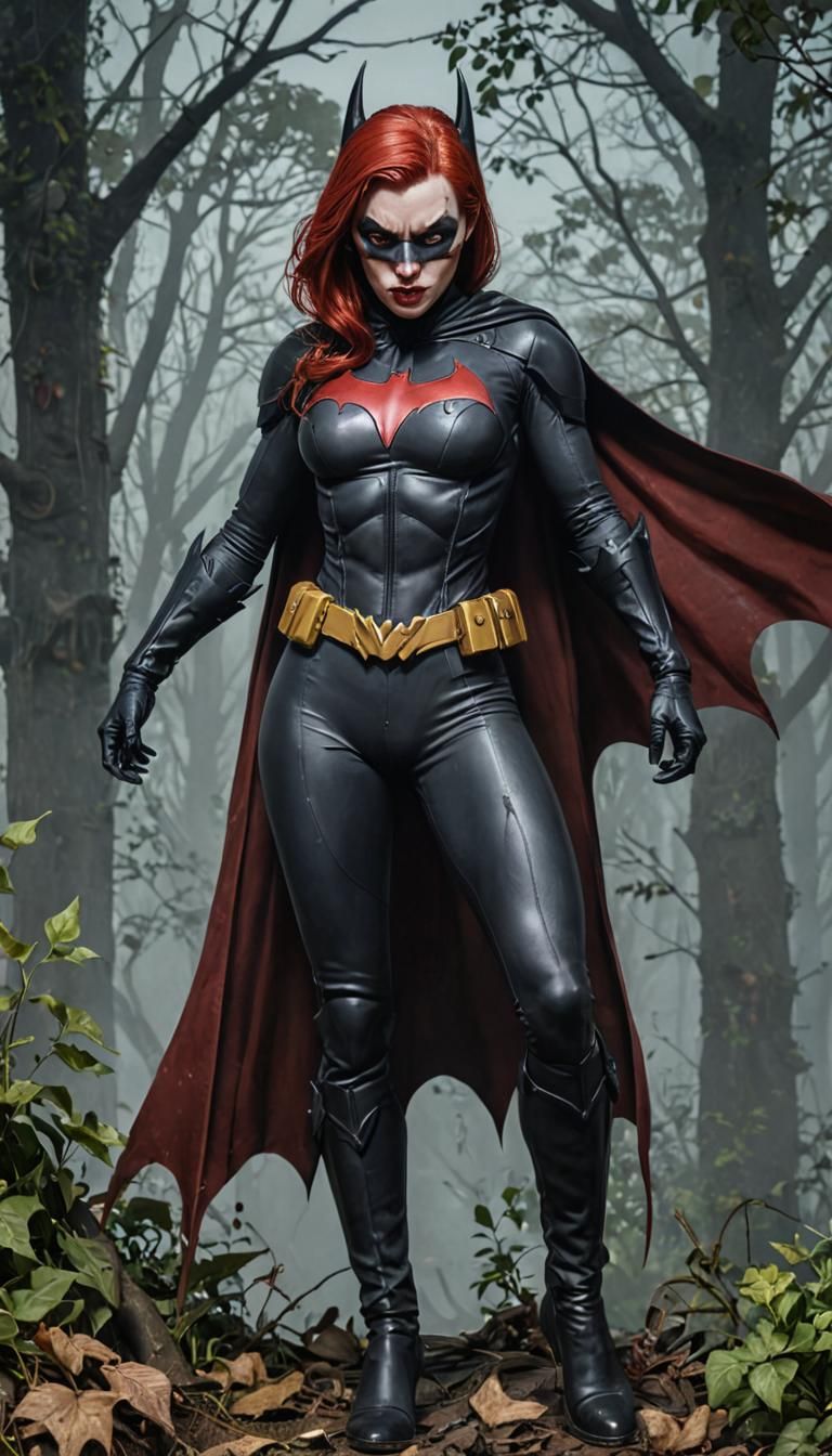 Vampire Batgirl with Exaggerated Features, Comic Art