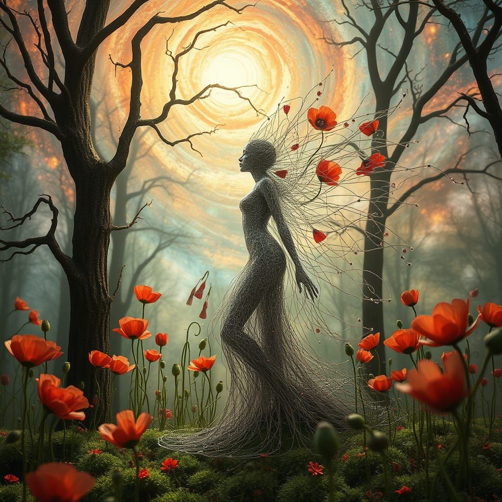 Ephemeral Eco-Art: Woman Made of Flowers