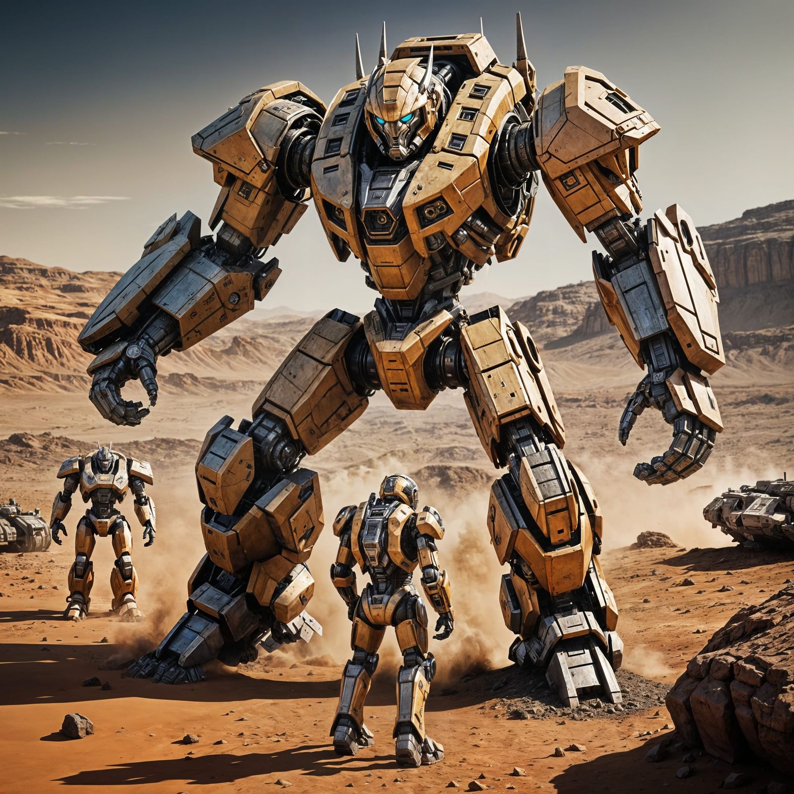 Epic Mecha Battle on Mars in HDR