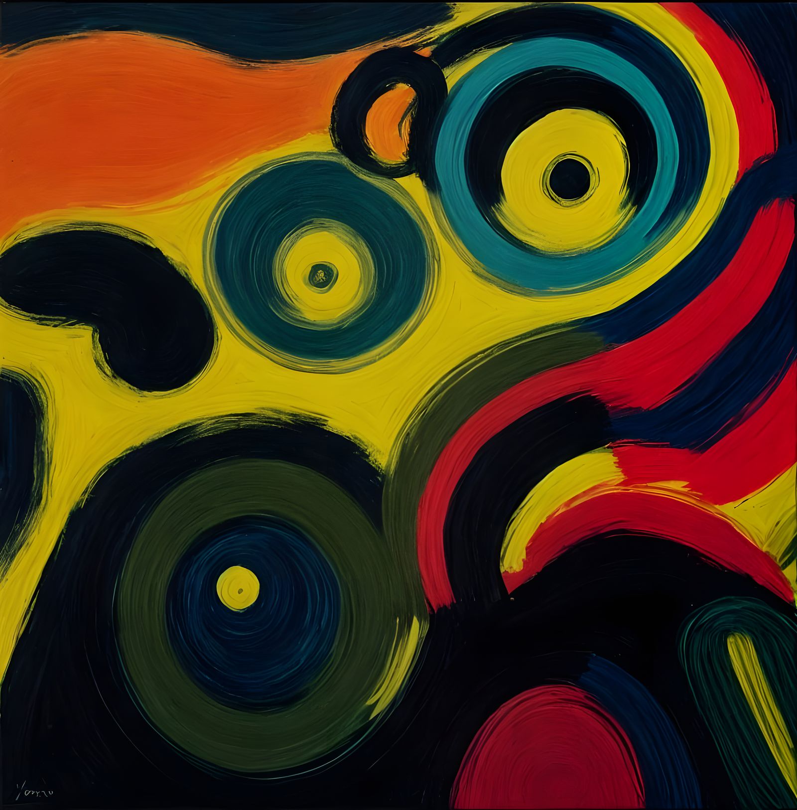 Abstract Colorfield Painting with Wild Brushstrokes