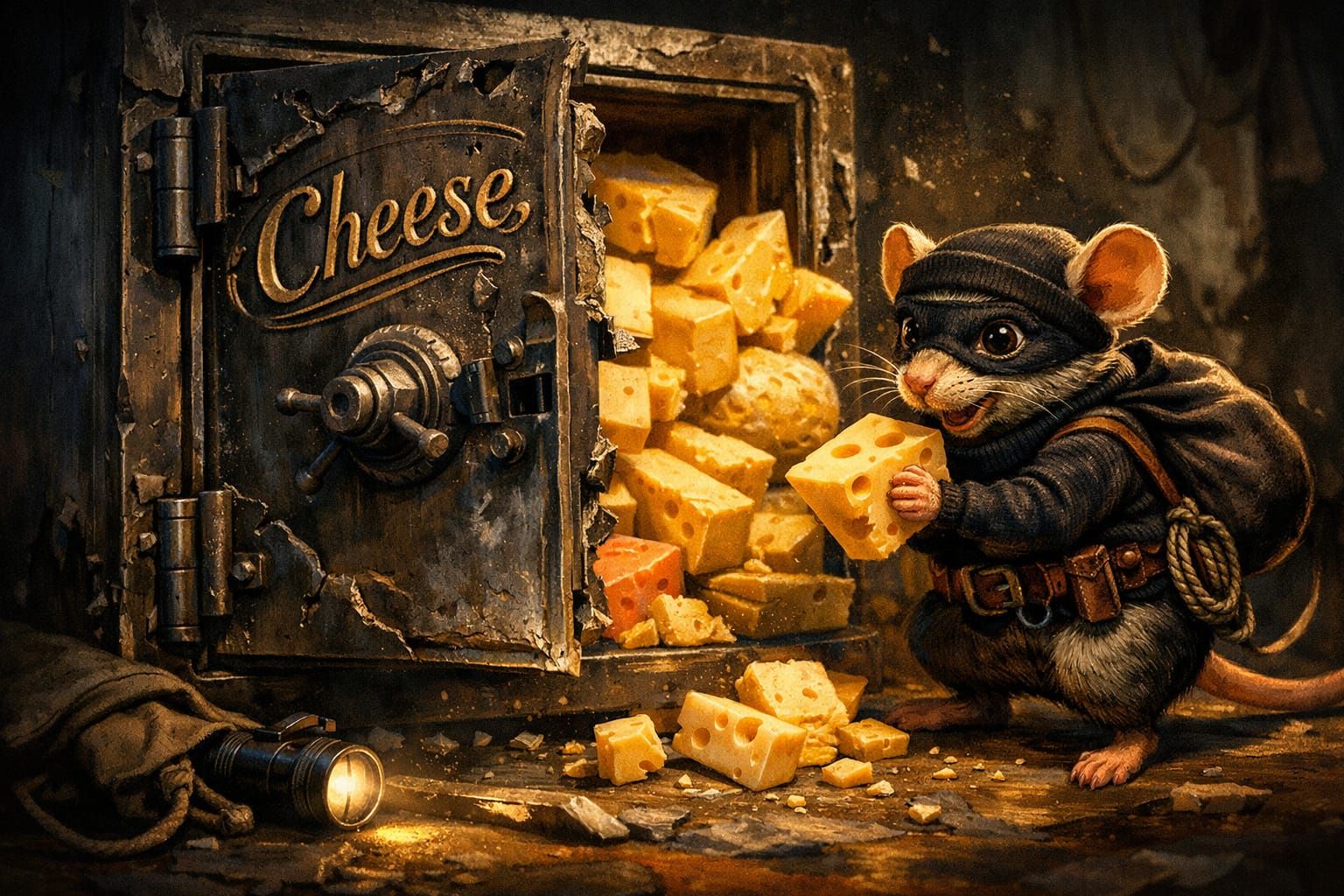 Cute Mouse Burglar Steals Cheese from Safe