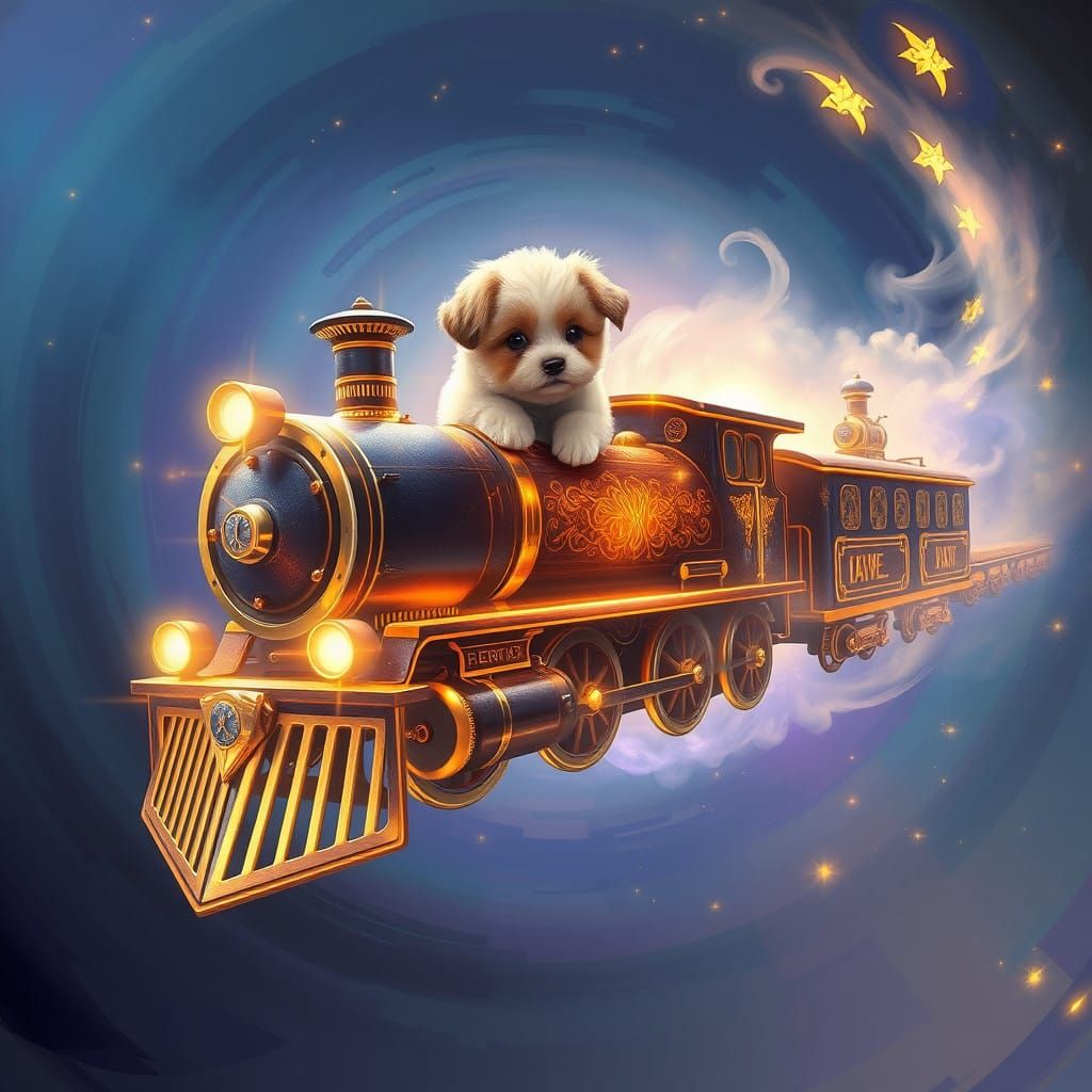 Majestic Train in Dreamlike Fantasy World