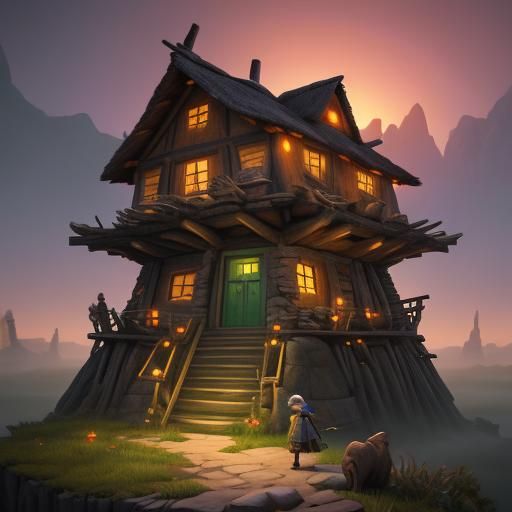 Gnome Artificer in Neolithic Village: Fantasy Concept Art