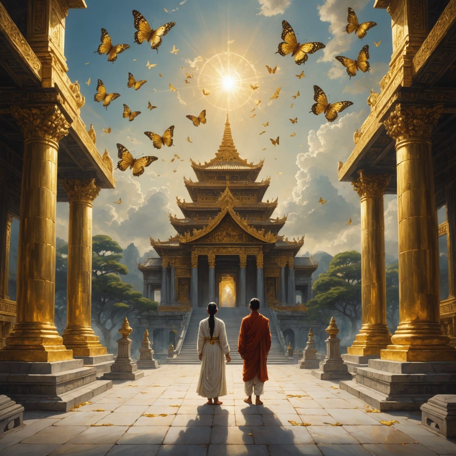 Ancient Dreams: Solitary Figure in Divine Light