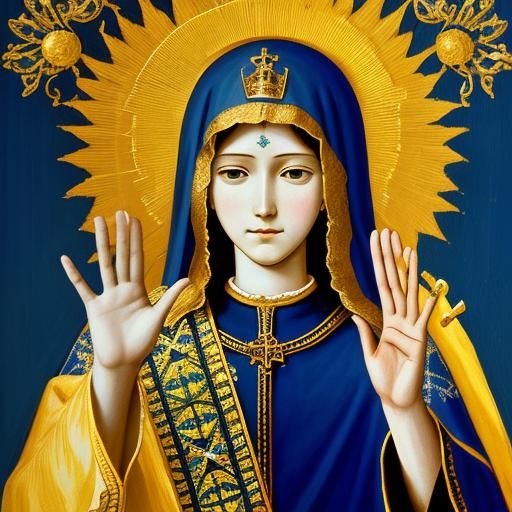 Virgin Mary with Symbolic Hand Gesture