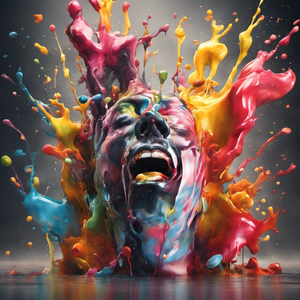 Exploding Fruit Bowl in Splash Art Style