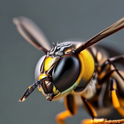 Detailed Macro Photo of a Wasp
